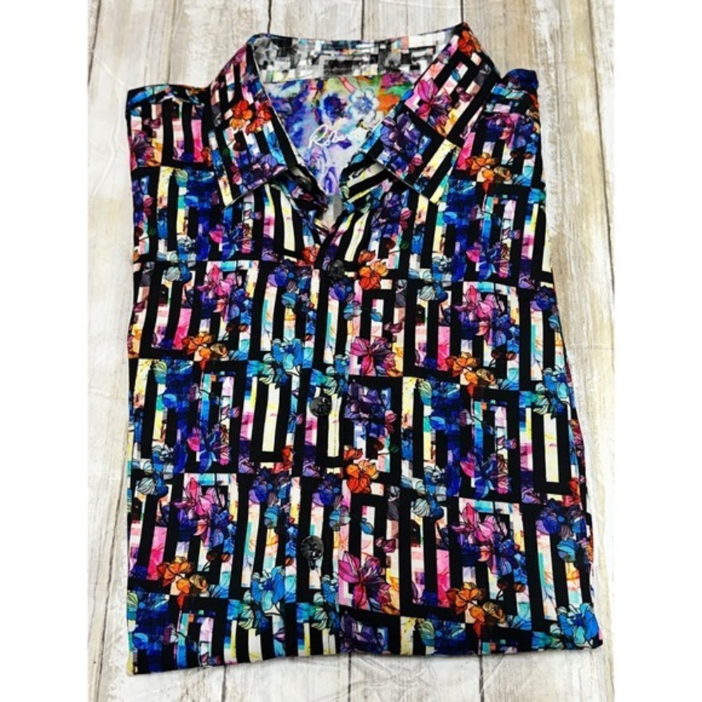 Robert Graham Mens Jump Start Short Sleeve Button Down Shirt Floral‎ Art Medium